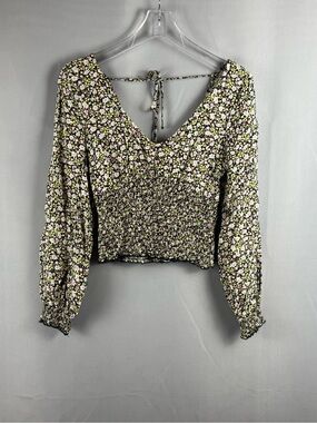 BKK Chance Floral Smocked Crop Top Size Small Boho Cottagecore